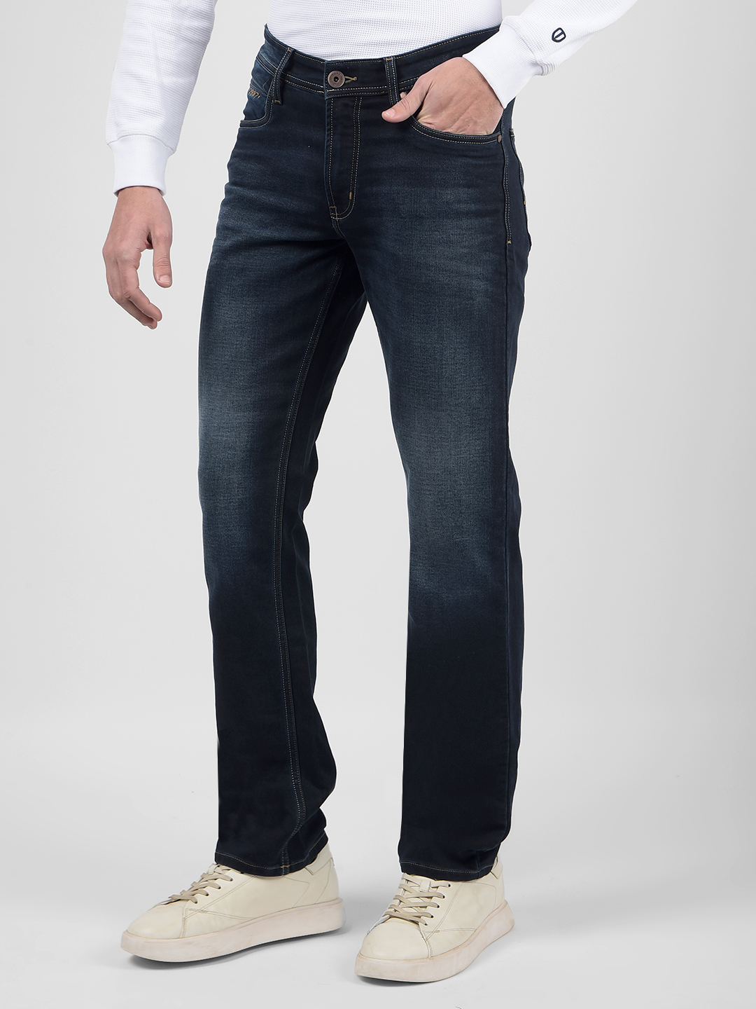 Numero Uno Men Solid Dark Blue Jeans